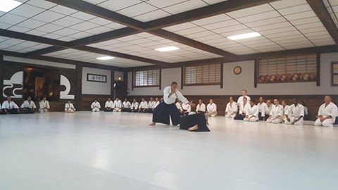 Hitohira Saito Jukucho, Dento Iwama Ryu at Aikido Nippon Kan dojo in Denver, Aug 2016   